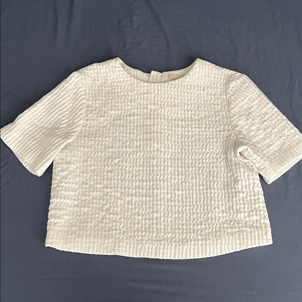 H&M Cropped White Short Sleeve Top